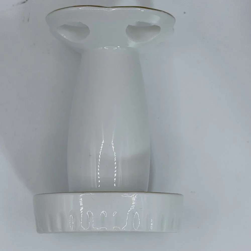 Vintage Made in Japan Porcelain Toothbrush Holder Blue Floral Gold Trim 4 Slot